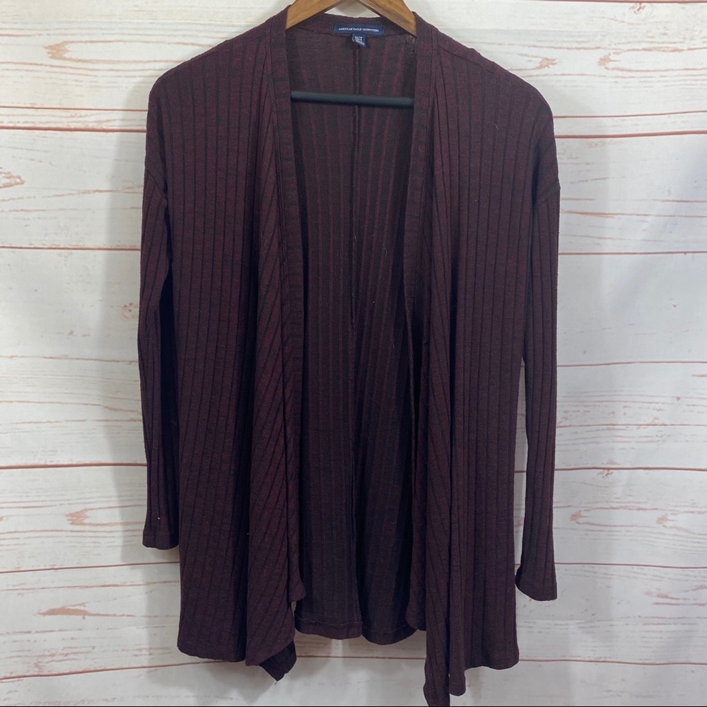 AE Ribbed Waterfall Draped Cardigan